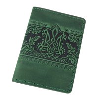 Обкладинка для військового квитка "Тризуб - калина", зелений