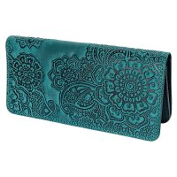 Гаманець довгий "Квіти", бірюзовий