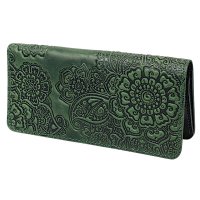 Гаманець довгий "Квіти", зелений