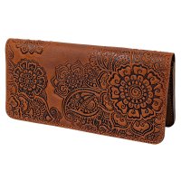 Гаманець довгий "Квіти", коричневий