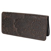 Гаманець довгий "Квіти", темно-коричневий