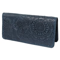 Гаманець довгий "Квіти", темно-синій