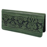 Гаманець довгий "Тризуб - калина", зелений