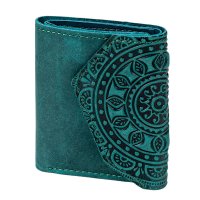 Гаманець шкіряний міні "Етно", бірюзовий