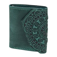 Гаманець шкіряний міні "Етно", темно-зелений