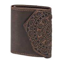 Гаманець шкіряний міні "Етно", коричневий
