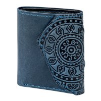 Гаманець шкіряний міні "Етно", синій
