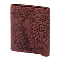 Гаманець шкіряний міні "Квіти", бордовий