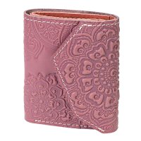 Гаманець шкіряний міні "Квіти", ліловий