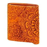 Гаманець шкіряний міні "Квіти", помаранчевий