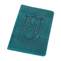 Обкладинка для паспорта "Тризуб - геометрія", бірюзовий