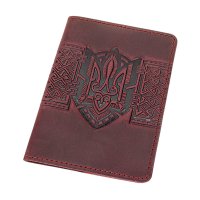 Обкладинка для паспорта "Тризуб - геометрія", бордовий