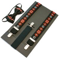 Дитячі вишиті підтяжки з метеликом - "Чорні"