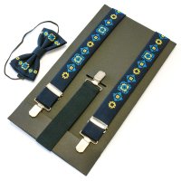 Дитячі вишиті підтяжки з метеликом - "Сині"