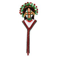 Брошка - мотанка "Зелено-червона"