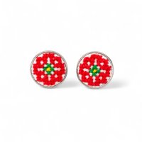 Вишиті сережки-пусети – Орнамент 006