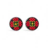 Вишиті сережки-пусети – Орнамент 016