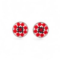 Вишиті сережки-пусети – Орнамент 001