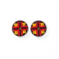 Вишиті сережки-пусети – Орнамент 023