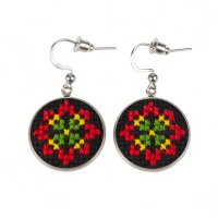 Вишиті сережки-швензи – Орнамент 008