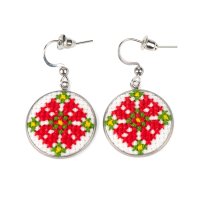 Вишиті сережки-швензи – Орнамент 001