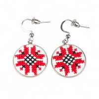 Вишиті сережки-швензи – Орнамент 003