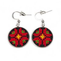 Вишиті сережки-швензи – Орнамент 009