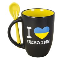Чашка "I Love Ukraine", с ложечкой, желтая 380 мл