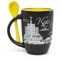 Чашка "Киев", с ложечкой, желтая 380 мл