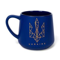 Чашка Тризуб золотий, синя, 380 мл