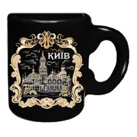 Магніт - Києво-Печерська Лавра (чорна графіка із золотом). Кухлик на магніті.