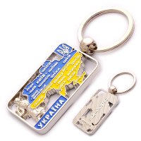 Брелок металевий - Карта України (світле срібло)