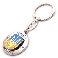 Брелок металевий - Герб (рухомий) у колі (світле срібло)