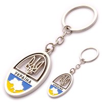 Брелок металевий - Карта та герб (світле срібло)