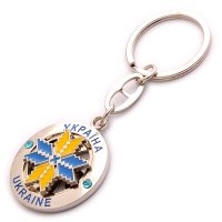 Брелок металевий - Орнамент (жовто-блакитний)