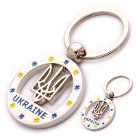 Брелок металевий - Герб у колі (світле срібло)