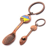 Брелок-відкривачка металевий - Ложечка з гербом (бронза)
