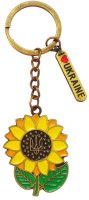 Брелок металевий – Соняшник з гербом (золото)