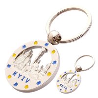Брелок металевий – Колаж (коло, світле срібло)