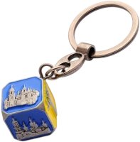 Брелок металевий – Визначні місця (кубик, темне срібло)