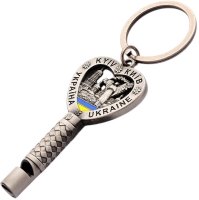 Брелок металевий – Ключик-свисток з колажем (темне срібло)