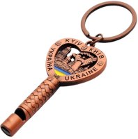 Брелок металевий – Ключик-свисток з колажем (бронза)