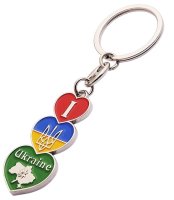 Брелок металевий – Сердечка (червоне, жовто-блакитне, зелене)