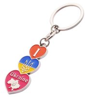 Брелок металевий – Сердечка (червоне, жовто-блакитне, рожеве)