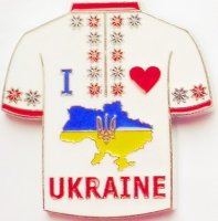 Металевий магніт "Вишиванка I Love Ukraine", червоний декор
