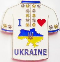 Металевий магніт "Вишиванка I Love Ukraine", синій декор