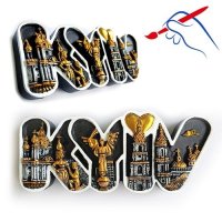 Полікерамічний магніт "KYIV" з колажем у літерах