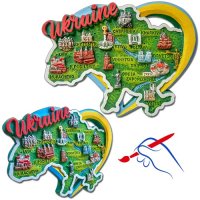 Полікерамічний магніт "Карта України в серці" з рухомим елементом
