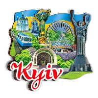 Дерев’яний магніт "Kyiv" з червоними літерами