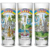 Визначні місця (жовто-блакитний). Набір високих рюмок 50мл (3шт)